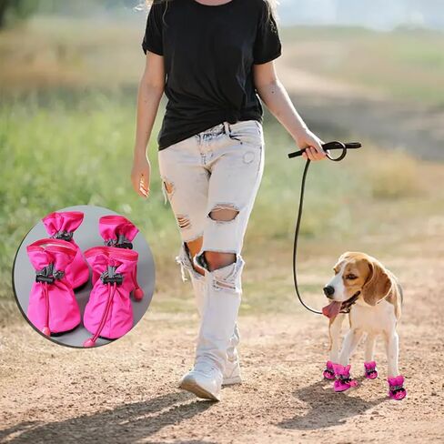 Dog Boots for Small Medium Large Dogs with Reflective Strap, Anti-Slip Dog Shoes for Hot Pavement, Dog Booties and Paw Protectors for Cat Pet Doggie Hiking Hardwood Indoor Outdoor (Black 6) in Saudi Arabia