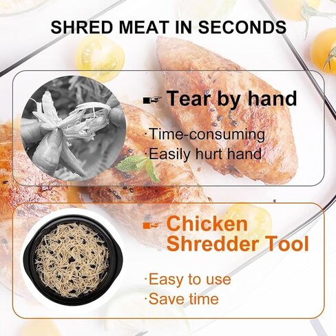Chicken Shredder Tool, Anti-Slip Handle, Diamond Design, BPA-Free, Black, Meat Shredder, Dishwasher Safe in Kuwait