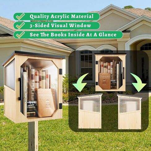 Little Library Box Outdoor, Literature Exchange Box, Personal Tiny Lending Library Kit, Book Storage Boxes Small Wooden Cabinet for DIY,Neighborhoods,Community Sharing Books (Wood) in Saudi Arabia