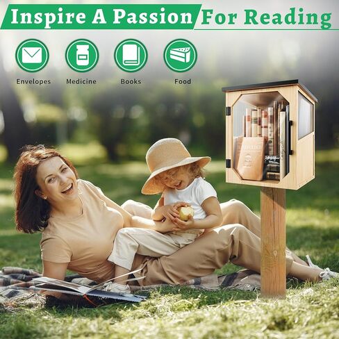 Little Library Box Outdoor, Literature Exchange Box, Personal Tiny Lending Library Kit, Book Storage Boxes Small Wooden Cabinet for DIY,Neighborhoods,Community Sharing Books (Wood) in Saudi Arabia