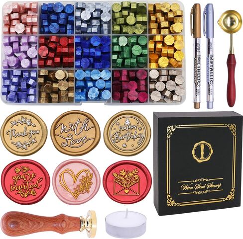 طقم ختم Swangsa Celtic Wax Seal مع حبات شمع الختم 450pcs ، 2 الأقلام والملعقة لحفل الزفاف ، الدعوات ، البطاقات ، المغلف ، عيد الميلاد in Kuwait