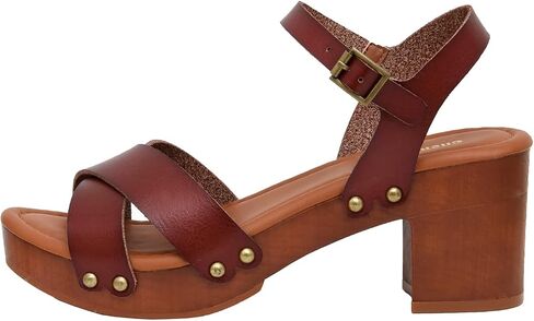 CUSHIONAIRE Slate Faux Wooden Heel Sandal, Comfortable Platform Sandals with Chunky Heels for Women, Wide Widths Available in Saudi Arabia