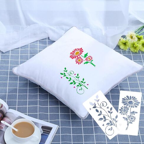 Wildflower Stencils Flower Leaf Painting Stencils,12pcs Reusable Wild Flower Floral Leaves Art Stencil Drawing Templates,Plastic Plant Paint Stencil for DIY Crafts,Wood,Wall,Canvas,Home Decor in Saudi Arabia
