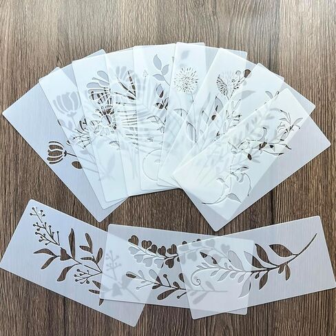 Wildflower Stencils Flower Leaf Painting Stencils,12pcs Reusable Wild Flower Floral Leaves Art Stencil Drawing Templates,Plastic Plant Paint Stencil for DIY Crafts,Wood,Wall,Canvas,Home Decor in Saudi Arabia
