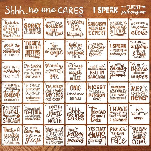 Sarcastic Stencils for Crafts Reusable 3inch Funny Painting Stencil Drawing Templates for Wood Sign DIY Crafts Fabrics Decor in Saudi Arabia