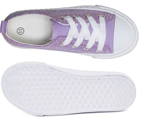 HugRain Little Girls Kids Classic Sparkle Low Top Lace Up Sneakers Walking Shoes in Kuwait