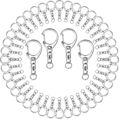 Roctee 50 Pcs Key Clasps Kit Metallic Black, Swivel Keychain Clip Lanyard Snap Hook, Lobster Claw Clasp Key Chain for DIY Crafts in Kuwait
