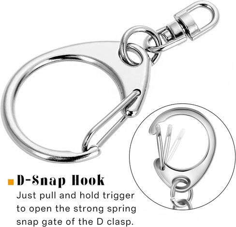 Roctee 50 Pcs Key Clasps Kit Metallic Black, Swivel Keychain Clip Lanyard Snap Hook, Lobster Claw Clasp Key Chain for DIY Crafts in Kuwait