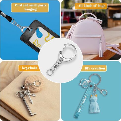 Roctee 50 Pcs Key Clasps Kit Metallic Black, Swivel Keychain Clip Lanyard Snap Hook, Lobster Claw Clasp Key Chain for DIY Crafts in Kuwait