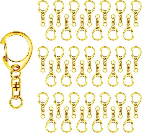 Roctee 50 Pcs Key Clasps Kit Metallic Black, Swivel Keychain Clip Lanyard Snap Hook, Lobster Claw Clasp Key Chain for DIY Crafts in Kuwait