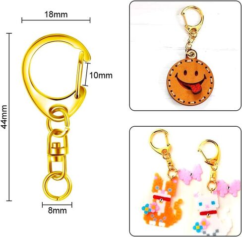 Roctee 50 Pcs Key Clasps Kit Metallic Black, Swivel Keychain Clip Lanyard Snap Hook, Lobster Claw Clasp Key Chain for DIY Crafts in Kuwait