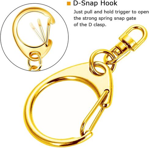 Roctee 50 Pcs Key Clasps Kit Metallic Black, Swivel Keychain Clip Lanyard Snap Hook, Lobster Claw Clasp Key Chain for DIY Crafts in Kuwait