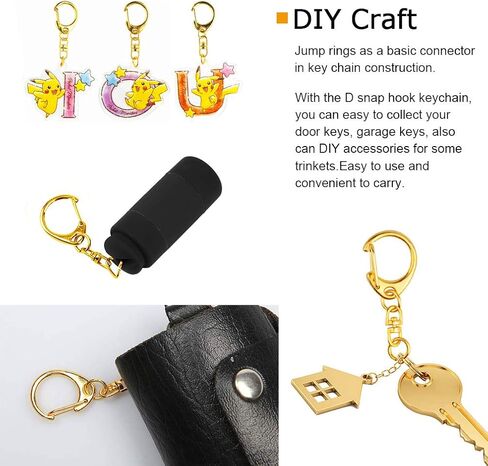 Roctee 50 Pcs Key Clasps Kit Metallic Black, Swivel Keychain Clip Lanyard Snap Hook, Lobster Claw Clasp Key Chain for DIY Crafts in Kuwait