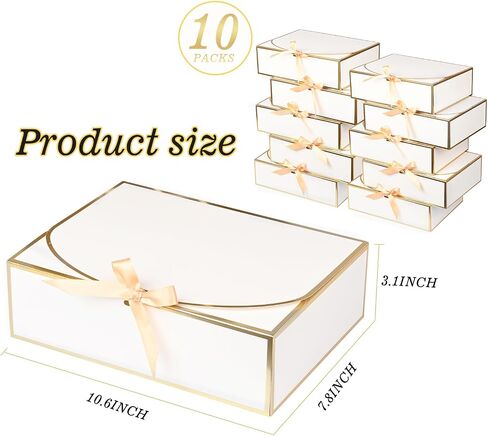 Wluseaxi 10pack صناديق الهدايا البيضاء ، 10.6x7.8x3.1inch مربع اقتراح وصيفات الشرف مع أشرطة ، صناديق هدايا مع أغطية للهدايا ، عيد الأم ، حفل زفاف ، حفلة عيد ميلاد ، الذكرى السنوية in Kuwait
