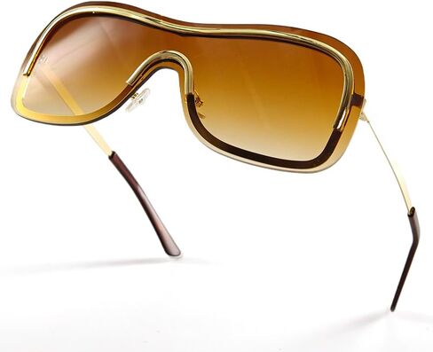 نظارة شمسية Y2k ملفوفة حولها مع ظلال درع كبيرة، هيكل معدني كبير طراز التسعينيات من القرن الماضي، نظارات شمسية مستقبلية UV400 LA042 in Kuwait