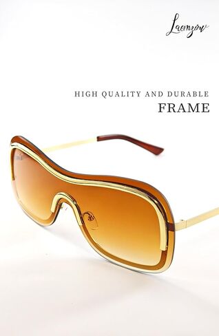 نظارة شمسية Y2k ملفوفة حولها مع ظلال درع كبيرة، هيكل معدني كبير طراز التسعينيات من القرن الماضي، نظارات شمسية مستقبلية UV400 LA042 in Kuwait