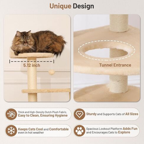 Tall Heavy Duty Rattan Cat Tree Hammock with Scratching Post,Basket,Bed,and Stand Modern Cat Climbing Tower Condo for Indoor Large Adult Cat in Kuwait