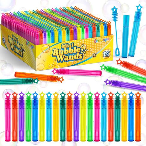 Bubble Wand, 400 Pcs Mini Bubble Wands Bulk in 10 Colors, Bubble Easter Halloween Party Favors for Kids, Summer Toys, Indoor Outdoor Activity, Themed Birthday, Wedding, for Girls & Boys in Saudi Arabia