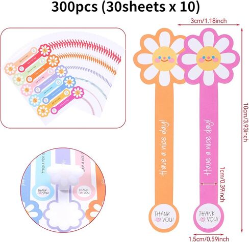 Beyonday 300pcs Handmade Lollipop Baking Stickers for Cake Box/Tins/Jars/Coffee Cups/Bottles, Long Label Flower Sealing Bakery Stickers for Gift Wrapping Self-Adhesive Tamper Evident Seal Labels in Saudi Arabia