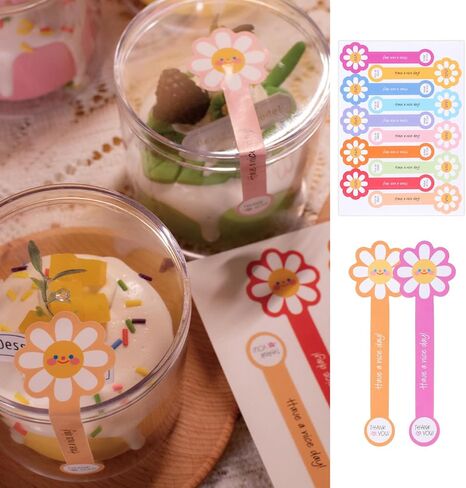 Beyonday 300pcs Handmade Lollipop Baking Stickers for Cake Box/Tins/Jars/Coffee Cups/Bottles, Long Label Flower Sealing Bakery Stickers for Gift Wrapping Self-Adhesive Tamper Evident Seal Labels in Saudi Arabia