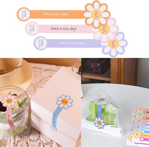 Beyonday 300pcs Handmade Lollipop Baking Stickers for Cake Box/Tins/Jars/Coffee Cups/Bottles, Long Label Flower Sealing Bakery Stickers for Gift Wrapping Self-Adhesive Tamper Evident Seal Labels in Saudi Arabia