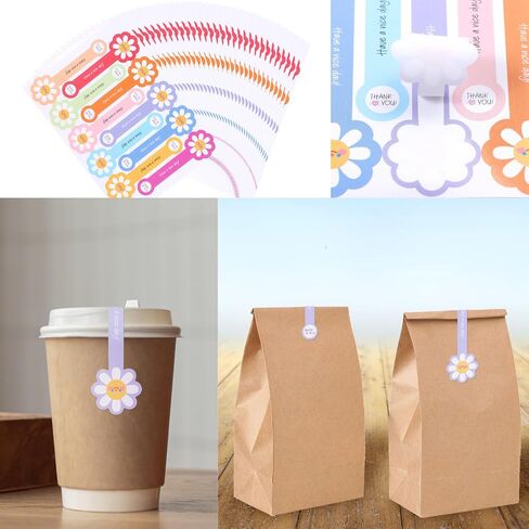 Beyonday 300pcs Handmade Lollipop Baking Stickers for Cake Box/Tins/Jars/Coffee Cups/Bottles, Long Label Flower Sealing Bakery Stickers for Gift Wrapping Self-Adhesive Tamper Evident Seal Labels in Saudi Arabia