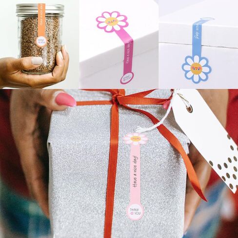 Beyonday 300pcs Handmade Lollipop Baking Stickers for Cake Box/Tins/Jars/Coffee Cups/Bottles, Long Label Flower Sealing Bakery Stickers for Gift Wrapping Self-Adhesive Tamper Evident Seal Labels in Saudi Arabia