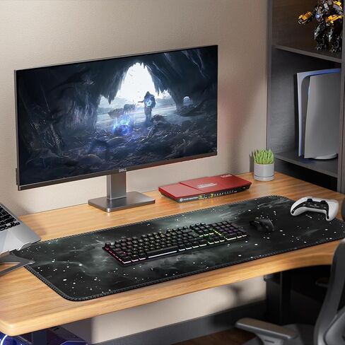iCasso Black Gaming Mouse Pad, XXL Large Gaming Mousepad, Big Rubber Base Mouse Mat with Stitched Edges, Computer Keyboard Desk Pad for Work, Game, Office, Home (Star Rock) in Kuwait