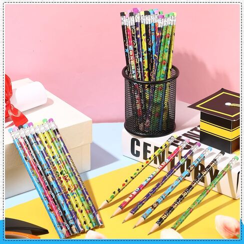 Sabary 36 Pcs Graduation Pencil Bulk Assorted Pencils with Eraser Inspirational Motivational Graduation Party Favor Gift for Student Teacher School Office Supplies(Happy Graduations Congrats) in Saudi Arabia