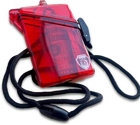 حامل شارة هوية مقاوم للماء مع الحبل والمقطع - حامل أموال للسباحة أو الشاطئ أو الرحلات البحرية - حالة إثبات المياه الصلبة الصلبة للمفتاح وبطاقات الائتمان والأسفار + معرف متخصص (أزرق) in Kuwait