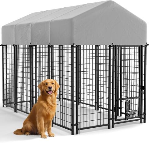 Greesum 38 INCH Heavy Duty Indestructible Dog Crate for Large Dog, Escape Proof Dog Cage Kennel, Extra Large Crate Indoor with High Anxiety Double Door, Lockable Wheels, Removable Tray in Saudi Arabia