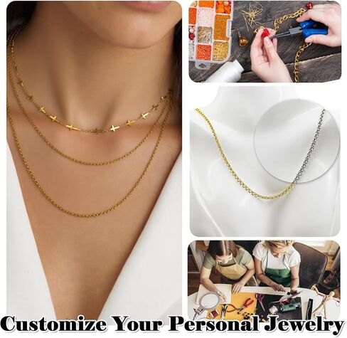 Silver Rolo Chain Jewelry Making Supplies 9.8ft - 4mm Link Chain Bulk for DIY Bracelet Hat Chains Decoration in Kuwait
