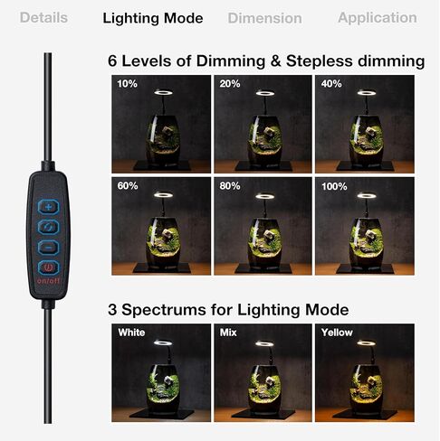 LED Aquarium Light مع قاعدة ، مصباح نمو نباتات USB قابلة للضايق لخزان أسماك Betta ، النباتات المحفوظة بوعاء ، العصارة ، المناظر الطبيعية المصغرة (قاعدة أكريليك أسود 10W ، صغيرة) in Kuwait