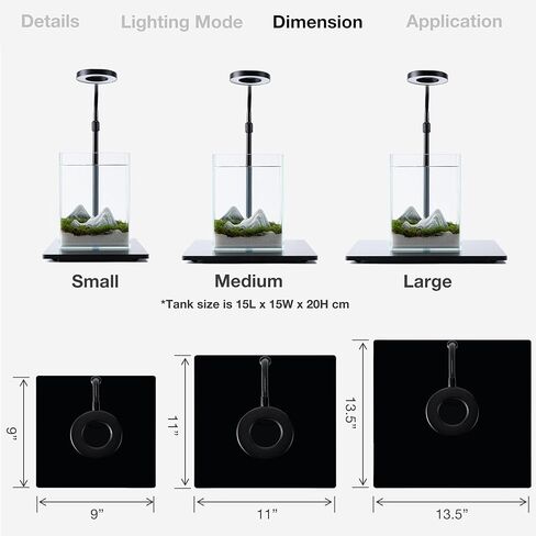 LED Aquarium Light مع قاعدة ، مصباح نمو نباتات USB قابلة للضايق لخزان أسماك Betta ، النباتات المحفوظة بوعاء ، العصارة ، المناظر الطبيعية المصغرة (قاعدة أكريليك أسود 10W ، صغيرة) in Kuwait