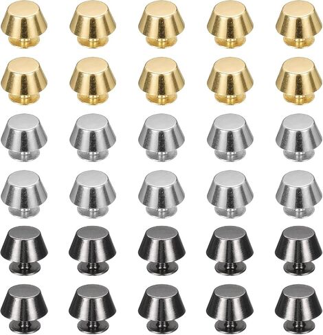 UXCELL 30 PCS برغي الظهر مسامير 12 مم قدم مسطح رأس أزرار معدنية مسطحة حقيبة اليد محفظة زواج زر حزام زر الأسطح لأكياس حزام ملابس جلدية ديي ، الذهب/الأسود/الفضة in Kuwait