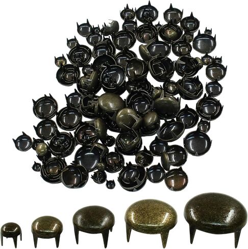 Moicstiy 200 Pcs Gold Nailhead Round Dome Rivets, Metal Punk Rivets Spots Stud Spikes for DIY Leather, Clothing, Bag (4/6/8/10/12 mm) in Saudi Arabia