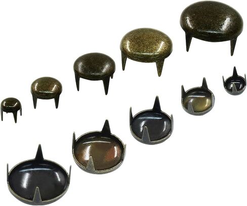 Moicstiy 200 Pcs Gold Nailhead Round Dome Rivets, Metal Punk Rivets Spots Stud Spikes for DIY Leather, Clothing, Bag (4/6/8/10/12 mm) in Saudi Arabia