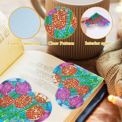 4 PCS Diamond Painting Laink ، صانعي الكتب الزاوية DIY للبالغين عشاق الكتب ، المبتدئين في المبتدئين ، مجموعات فنون الماس الصغيرة ، الطلاء من قبل فنية هدية للنساء الفتيات (قلب زهرة) in Kuwait