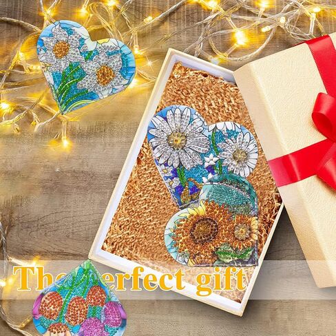 4 PCS Diamond Painting Laink ، صانعي الكتب الزاوية DIY للبالغين عشاق الكتب ، المبتدئين في المبتدئين ، مجموعات فنون الماس الصغيرة ، الطلاء من قبل فنية هدية للنساء الفتيات (قلب زهرة) in Kuwait