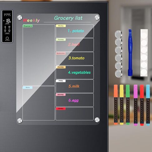 Acrylic Magnetic Calendar for Refrigerator, 12"x16" Clear Fridge Calendar Dry Erase Planning Boards Weekly Planner in Saudi Arabia