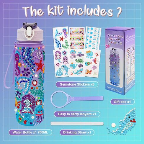 Easter Basket Stuffers for Kids Girls, Easter Gifts for Girls, Easter Gifts for Kids, Decorate Your Own Water Bottle Kits for Girls, Gifts for 5 6 7 8 9 10 Year Old Girls, Girls Toys Age 6-8 in Saudi Arabia