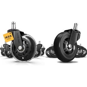 Lifelong Office Chair Wheels Replacement Rubber Chair Casters for Hardwood Floors and Carpet, Heavy Duty Casters for Chairs to Replace Office Chair Mats - Fits 98%