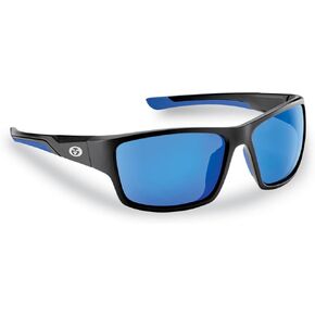 Flying Fisherman Sand Bank Wrap Around Polarized Sunglasses, Frame: Matte Black/Lens: Smoke-Blue Mirror, One Size