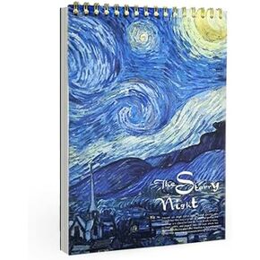 patmatfr A4 Van Gogh Starry Night Sketchbook - 8.27 x 11.4 Inch, 60 Sheets Thick Acid-Free Paper, Spiral Bound Art Pad for Drawing, Painting & Writing, Ideal for Adults, Beginners & Artists