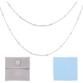 Pandahall 1M 925 Sterling Silver Cable Chains سلاسل مجوهرات فضية غير رمية سلاسل بار أنبوب شريط رابط لالتقاط مجوهرات قلادة دائمة مع مصبحة لللباس وأكياس المخملية