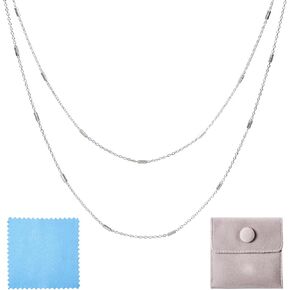 Pandahall 1M 925 Sterling Silver Cable Chains Unwelded Silver Jewelry Chains Tube Bar Link Chains for Permanent Choker Necklace Jewelry Making with Polishing Clothe & Velvet Bags in Kuwait