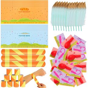48 PCS Flual Color Dog Party Favors ، Gecko Sticky ، Up Balloon ، Slap Pracelet ، Gold Gold Goose Feathers ، Forms For Birthday Party ، Family Games