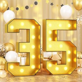 أرقام الفسيفساء تضيء 35 ، سرادق الذهب الأسود 4 أقدام لعيد الميلاد 35 ، طقم إطار DIY العملاقة