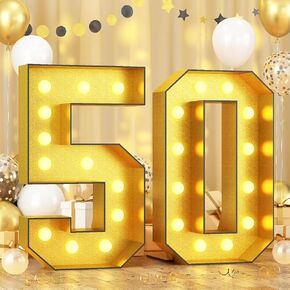 أرقام إضاءة 50 ، أرقام إضاءة 4 أقدام أرقام الذهب أرقام إضاءة كبيرة كبيرة من أرقام الفسيفساء لعيد ميلاد 50 ، والضوء العملاق رقم 4 أقدام الطول DIY الطبق قبل مقطوعة اللوحة الرغوة للذكرى السنوية