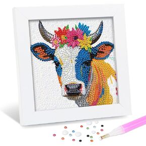 مجموعات فنون الماس في Leixonl للأطفال مع Pressing (7 in) Cartoon Animals DIY Gem Art Paint